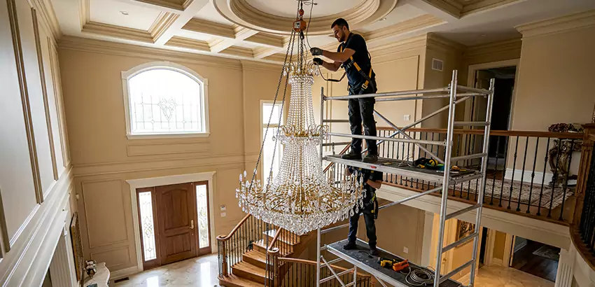 Two-Story Foyer Chandelier Installation in Deltona